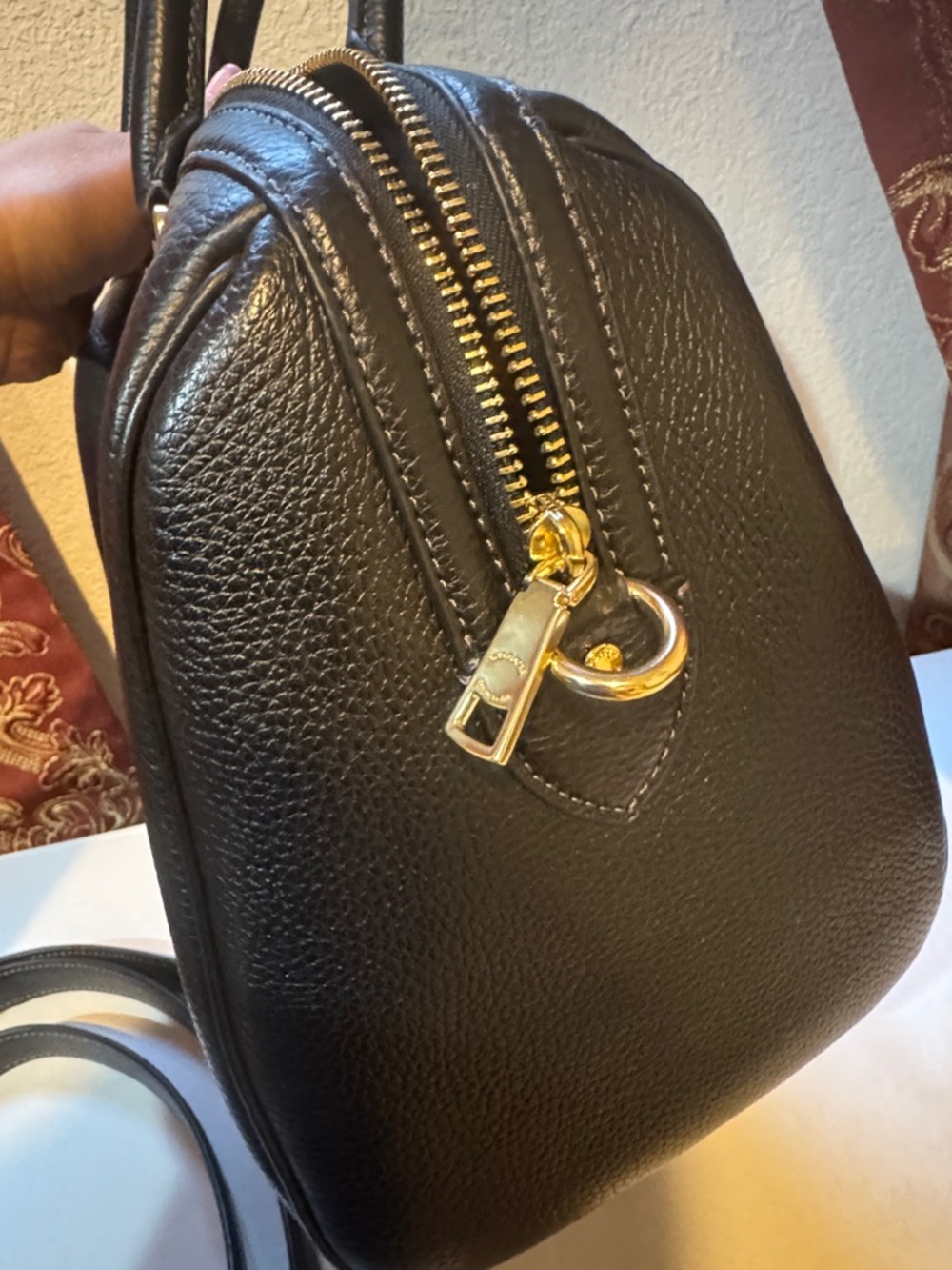 Coach Black Pebbled Large Rowan with Gold Hardware - Picture 7 of 8